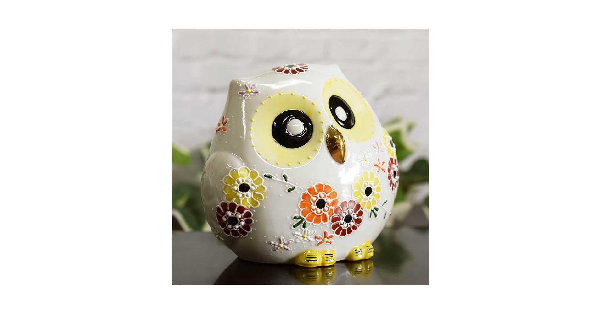 Amazon.co.jp: 和座の蔵 おしゃれ フクロウ 置物 九谷焼 ふくろう 花盛